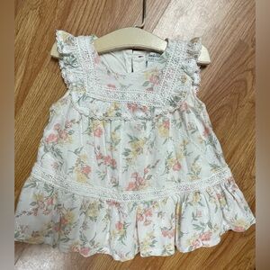 Haute Hippie Kids Floral Eyelet Ruffle Baby Dress 3-6M. EUC.